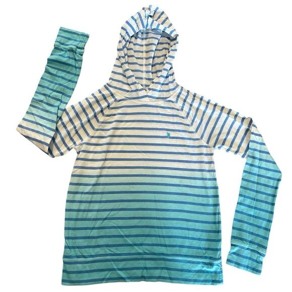 Crewcuts Other - J.Crew Girls' Dip-Dye Stripe Pullover Hoodie Blue Size XL Casual